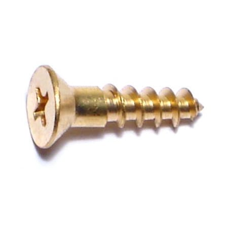 Midwest Fastener Wood Screw, #9, 3/4 in, Plain Brass Flat Head Phillips Drive, 100 PK 02871